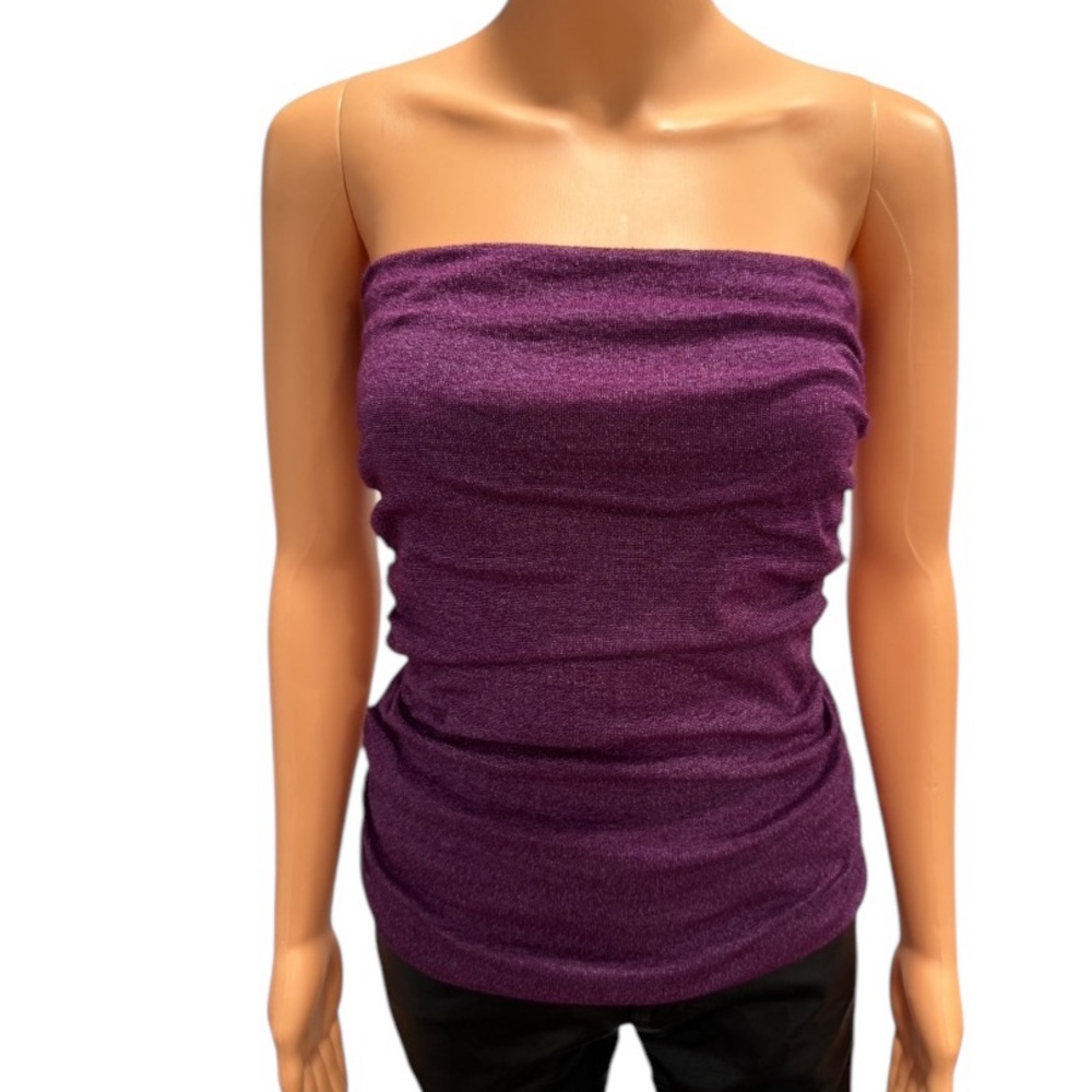 MICHAEL STARS Vintage Y2K Sparkly Sexy Ruched Purple Stretchy Tube Top OSFM
